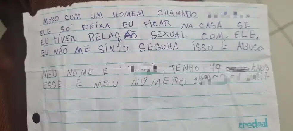 bilhete de vitima de abuso